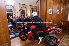 BEM investiture at Government House for Richard ‘Milky’ Quayle at Government House, Isle of Man - surprise guest John McGuinness