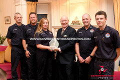 The Isle of Man Fire and Rescue Service annual medal presentation at Government House - the fundraising initiative award presented to Kirk Michael Fire Station