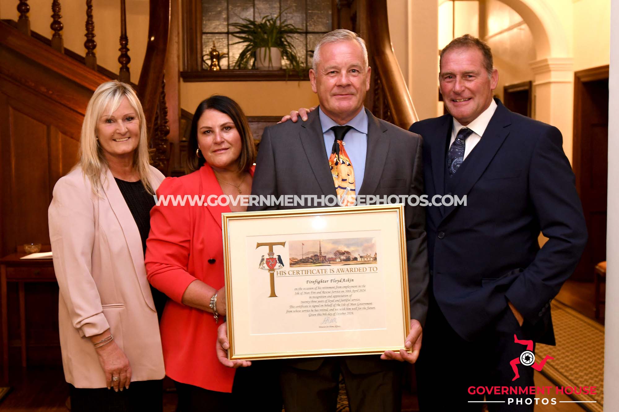 The Isle of Man Fire and Rescue Service annual medal presentation at Government House - firefighter Floyd Askin, recently retired after 23 years of service