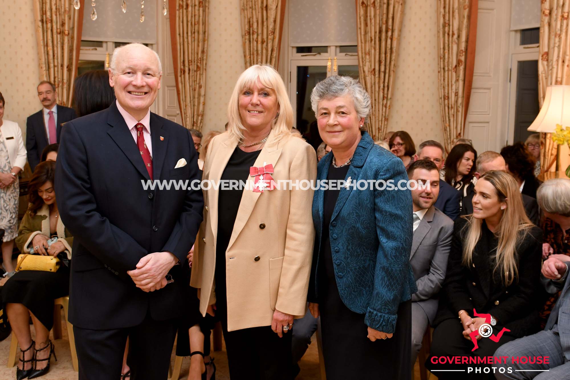 MBE Investiture for Julie Stokes at Government House, Isle of Man -